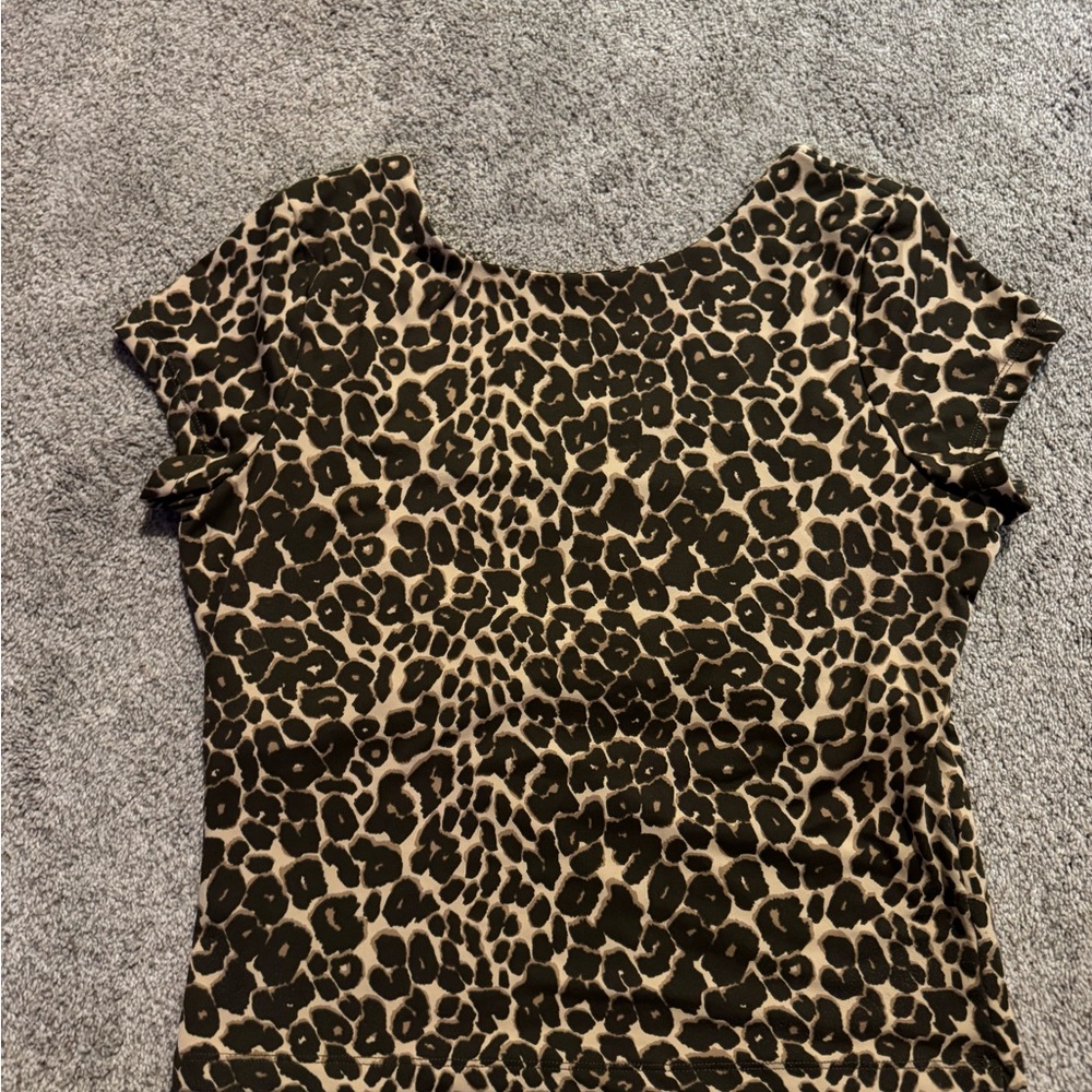 Cotton On Black and Brown Leopard Print Women's Top